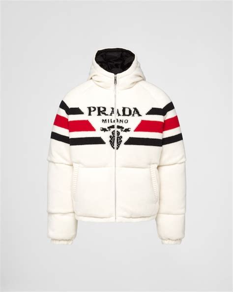 prada white down jacket|prada cropped cashmere down jacket.